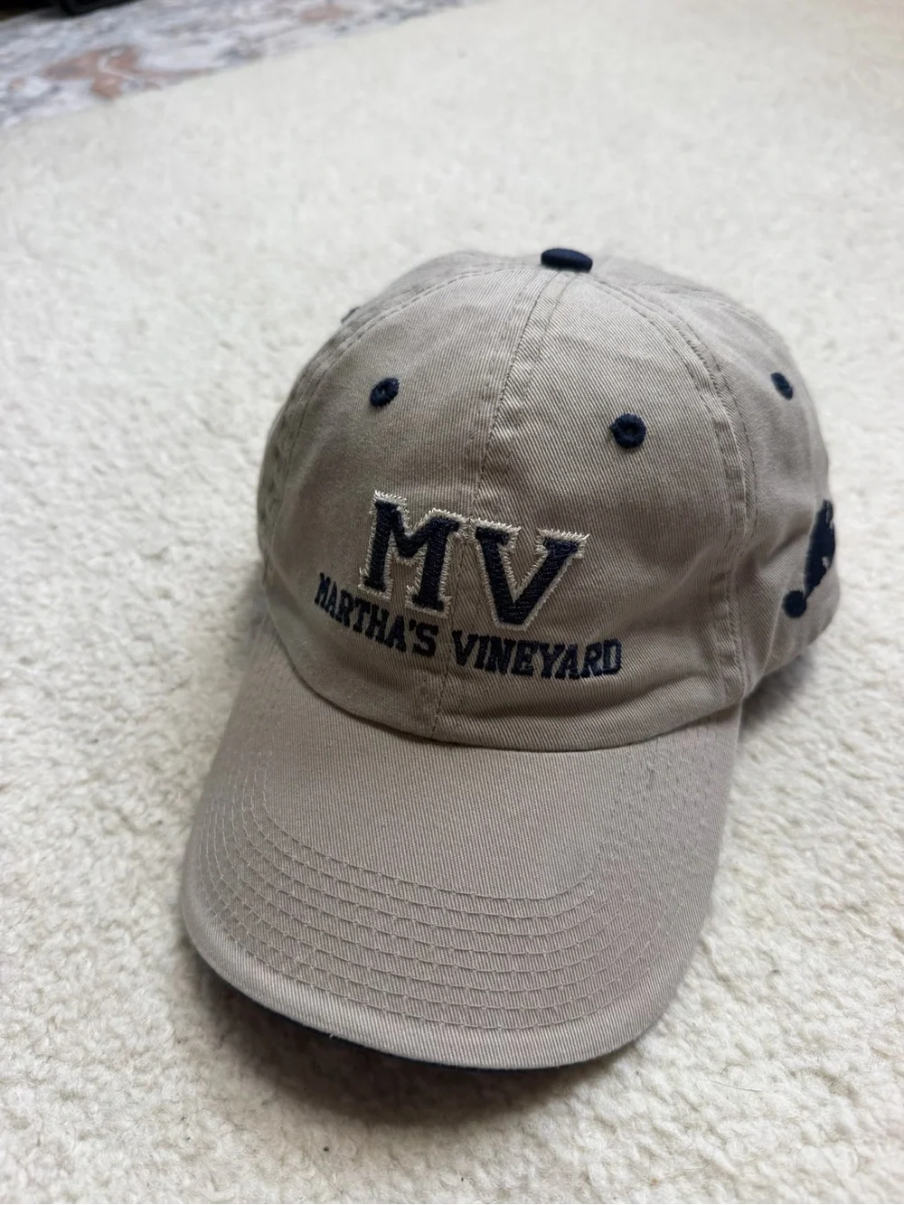 Martha's Vineyard MV Embroidered Khaki Baseball Cap Hat